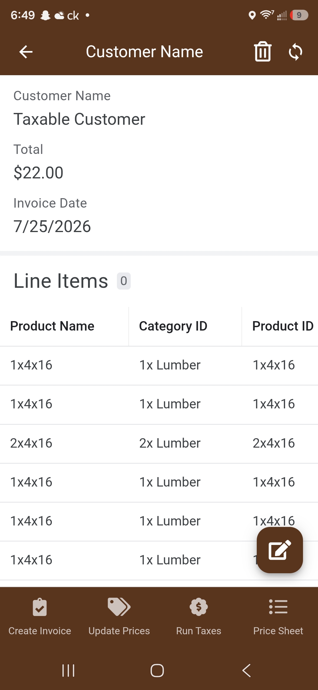 Invoice and tax tracking application preview